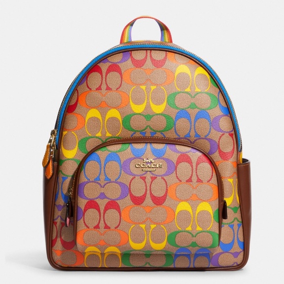 Coach Court Backpack In Rainbow Signature Canvas - Picture 1 of 5